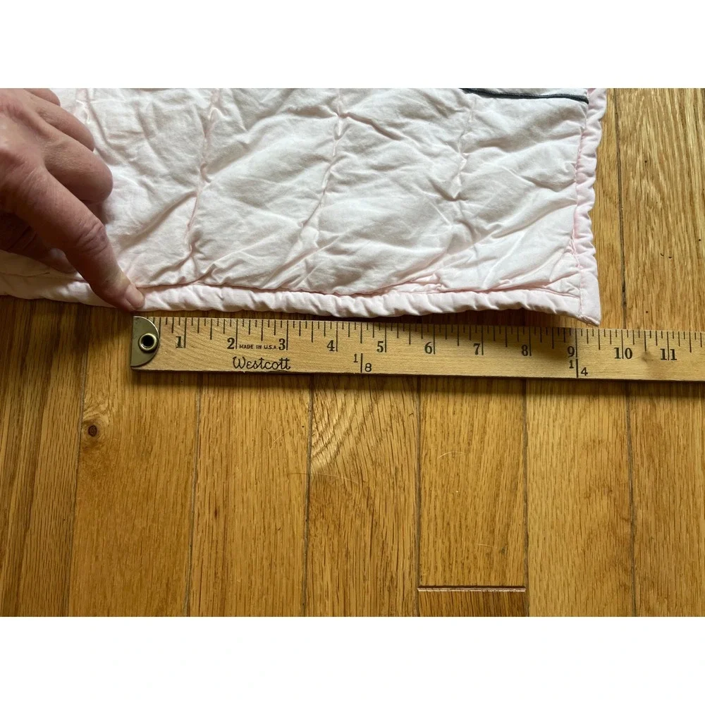 Crate & Kids Pink Floral Embroidered Cotton Baby Quilt Blanket 35x44 Garden